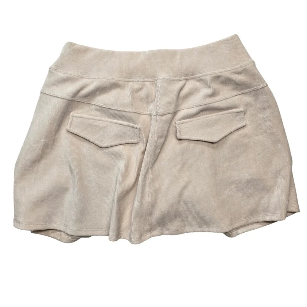 OFFLINE by‎ Aerie Corduroy Skort Cream Ribbed Athletic Tennis Skirt Womens L NWT